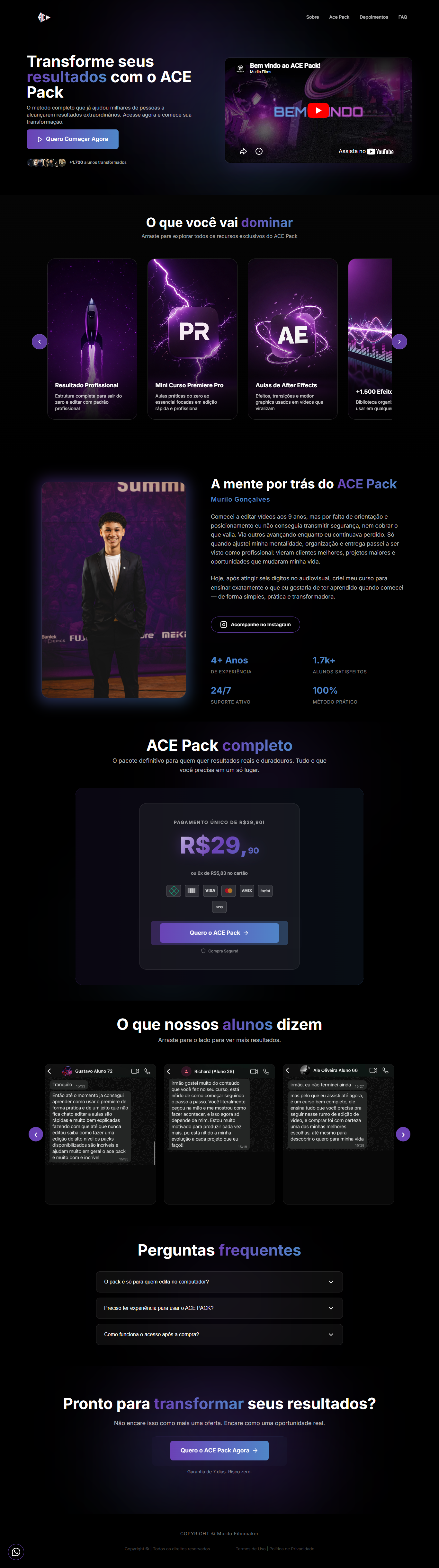 Landing Page Edição de Vídeo